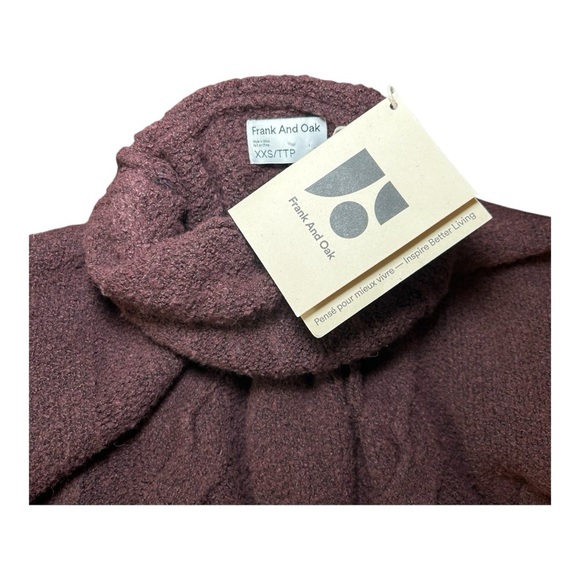 Frank & Oak  Brown Casual Organic Wool Turtleneck Sweater, NWT, Oversized XXS - Picture 6 of 7